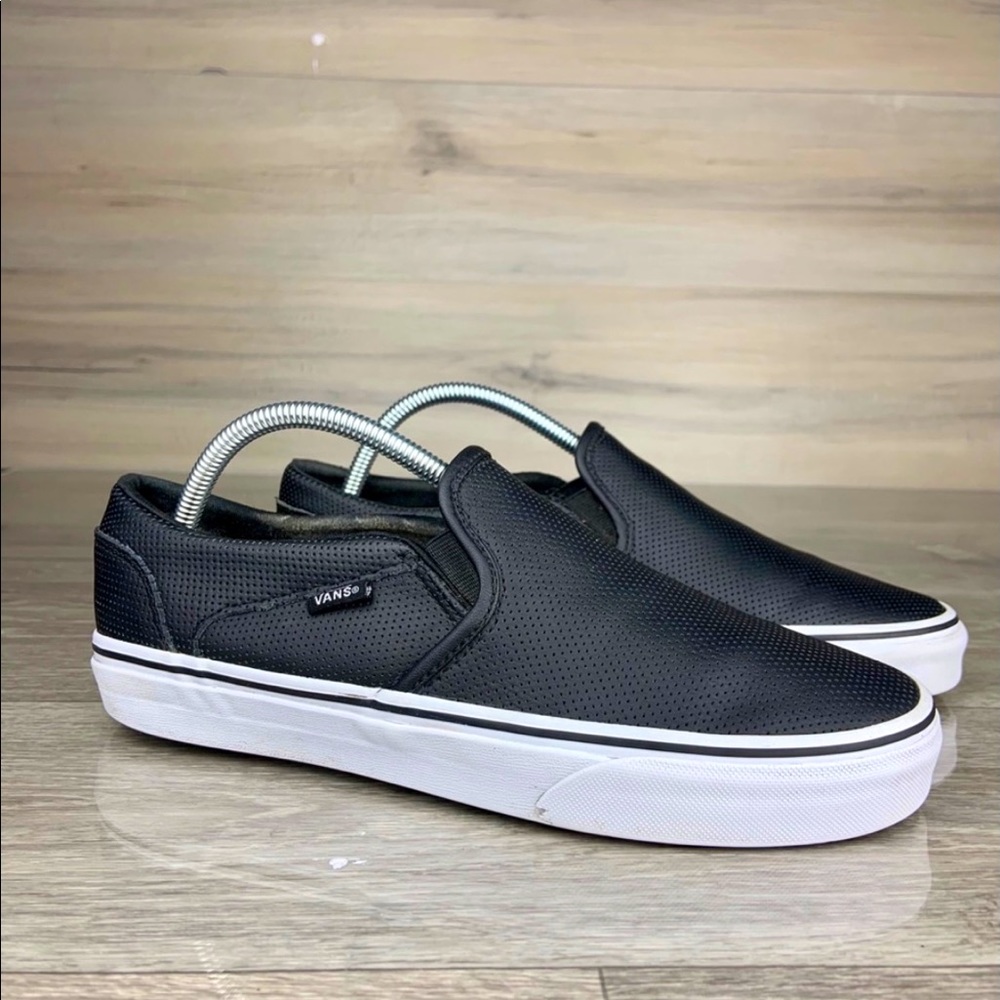 Black Leather Vans size 10 - Picture 1 of 3